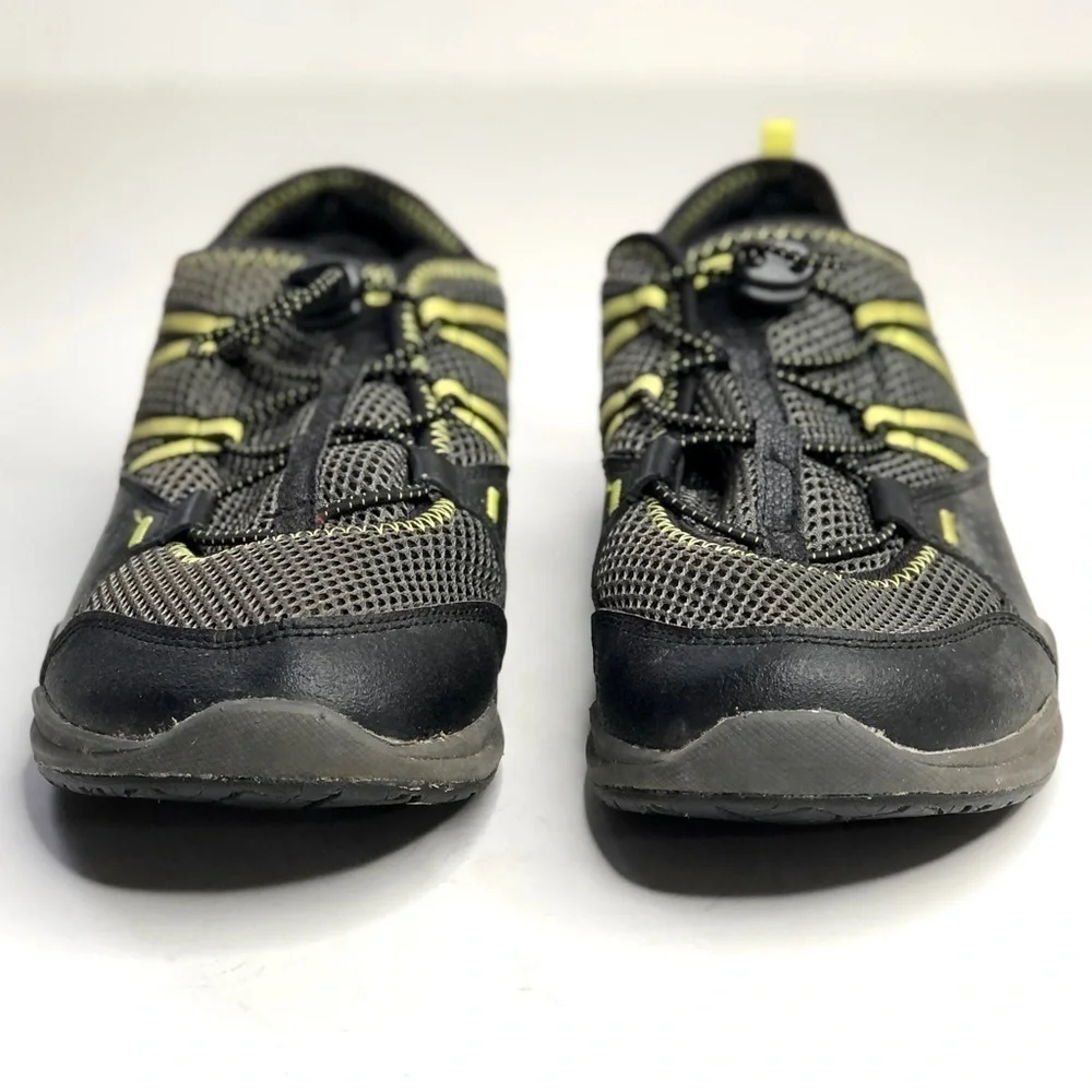Teva Scamper water trail shoes black grey yellow, boys size 7 (women’s 8.5)